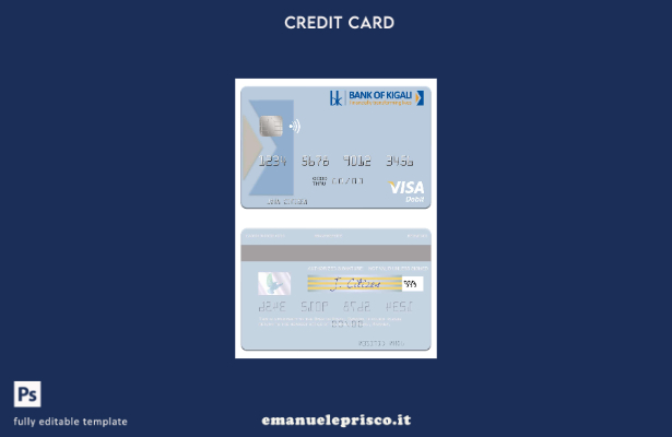 modello di carta di debito visto della Banca di Kigali in stile verificato